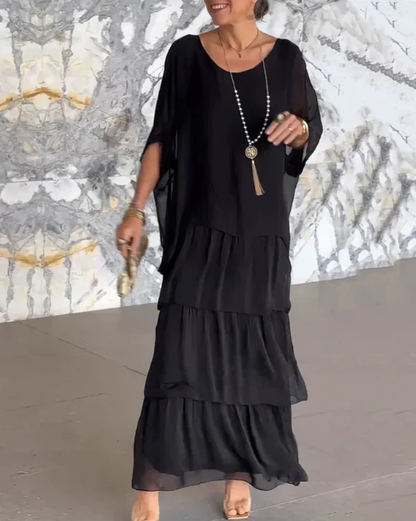 Abito Maxi Fluido a Balze – Look Sofisticato