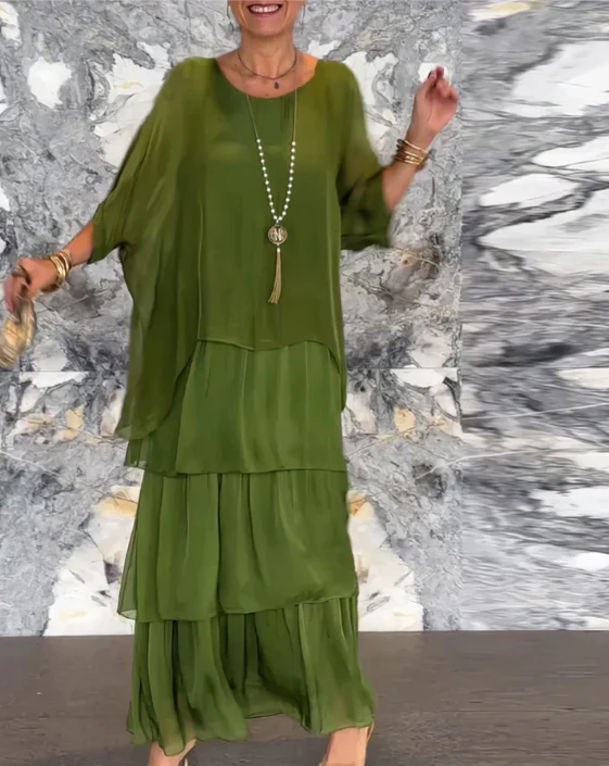 Abito Maxi Fluido a Balze – Look Sofisticato