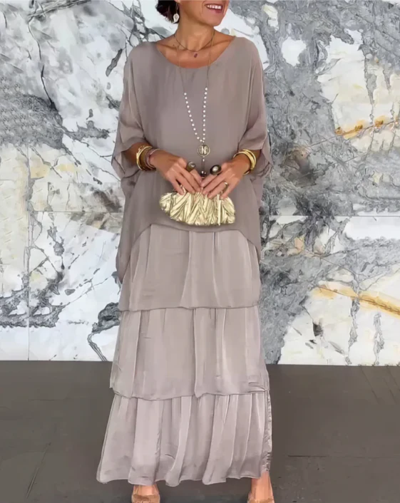 Abito Maxi Fluido a Balze – Look Sofisticato