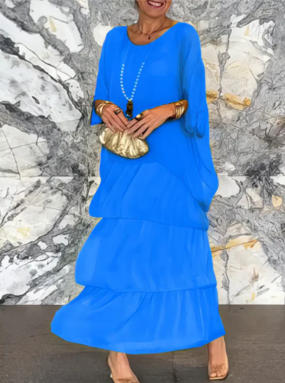 Abito Maxi Fluido a Balze – Look Sofisticato