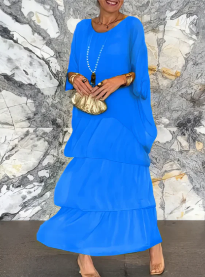 Abito Maxi Fluido a Balze – Look Sofisticato