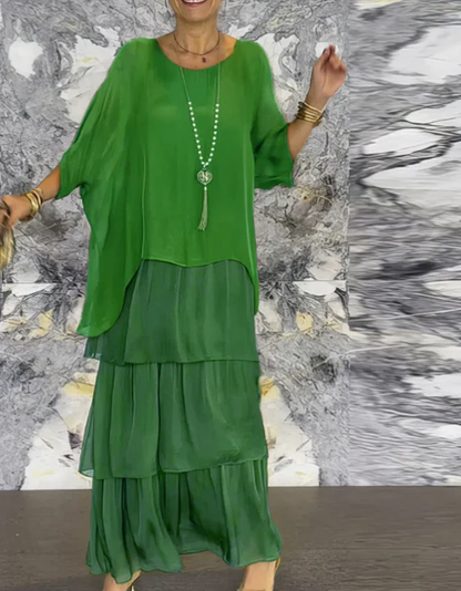 Abito Maxi Fluido a Balze – Look Sofisticato