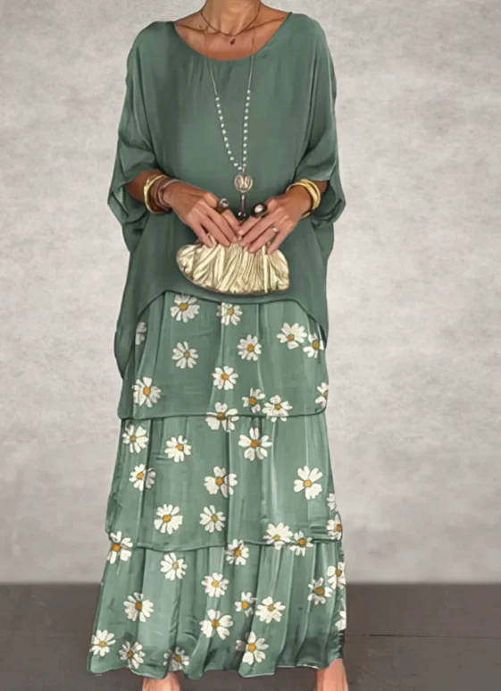 Abito Maxi Fluido a Balze – Look Sofisticato