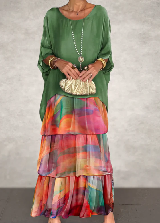 Abito Maxi Fluido a Balze – Look Sofisticato
