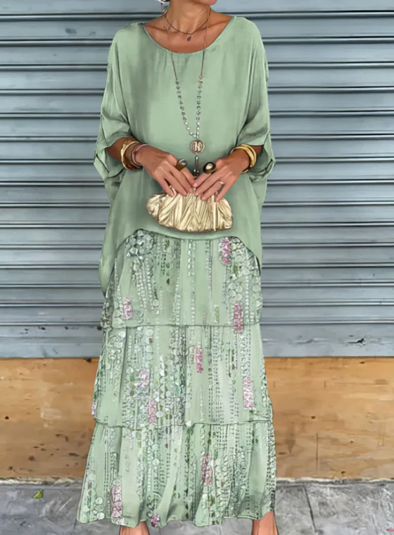 Abito Maxi Fluido a Balze – Look Sofisticato